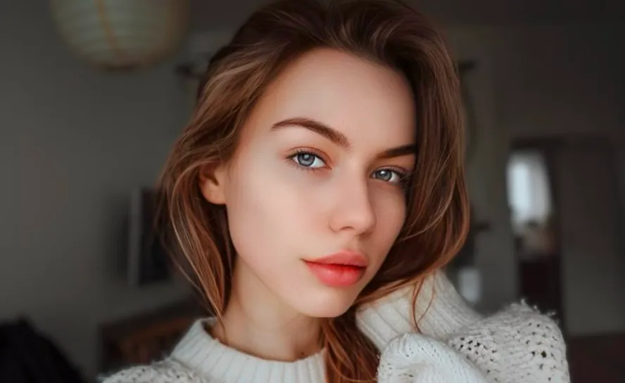 Portrait of a girl with white T-shirt staring at camera edited with Lensa Hollywood