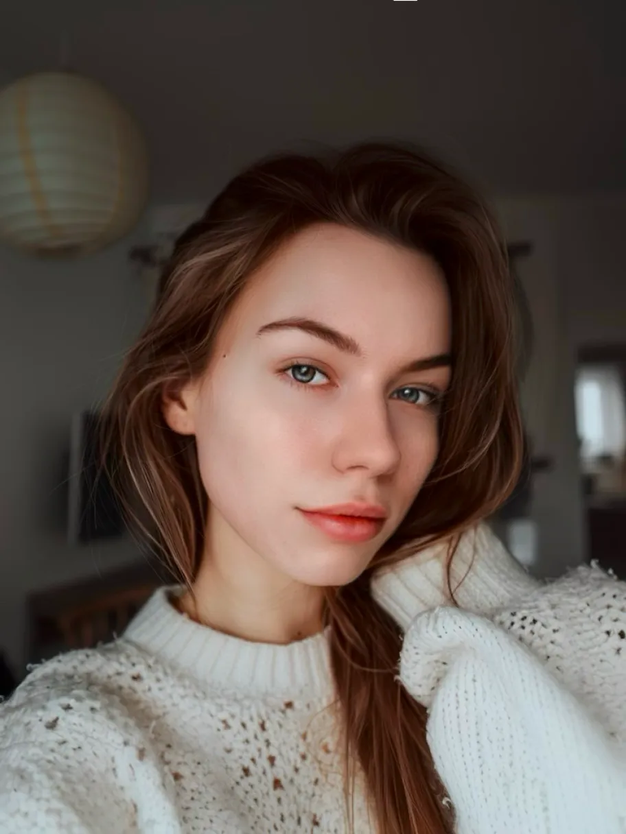 Portrait of a girl with white T-shirt staring at camera edited with Lensa Magic Retouch